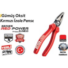 Boss 180 mm Gümüş (85626) Oksit Pense Kırmızı Izole 6 Adet