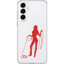 MONOFLEX Samsung Galaxy S25 Fe Uyumlu Kovboy Kız Desenli Şeffaf Telefon Kılıfı