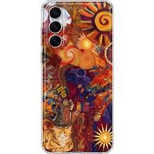 MONOFLEX Samsung Galaxy S26 Fe Uyumlu Güneş Kolaj Desenli Şeffaf Telefon Kılıfı