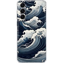 MONOFLEX Samsung Galaxy S25 Plus Uyumlu Japon Deniz Dalgası Desenli Şeffaf Telefon Kılıfı