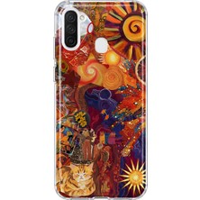 MONOFLEX Samsung Galaxy A11/M11 Uyumlu Güneş Kolaj Desenli Şeffaf Telefon Kılıfı