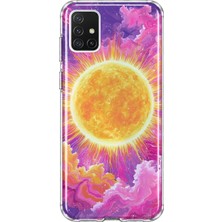 MONOFLEX Samsung Galaxy A51 Uyumlu Galaksi Güneş Desenli Şeffaf Telefon Kılıfı