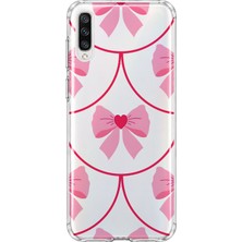 MONOFLEX Samsung Galaxy A50/A30S Uyumlu Pembe Fiyonk Desenli Şeffaf Telefon Kılıfı