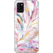 MONOFLEX Samsung Galaxy A31 Uyumlu Fırça Darbeleri Desenli Şeffaf Telefon Kılıfı