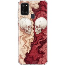 MONOFLEX Samsung Galaxy A21S Uyumlu Kolaj Desenli Şeffaf Telefon Kılıfı