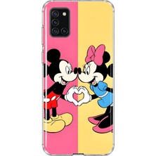 MONOFLEX Samsung Galaxy A31 Uyumlu Mickey Minnie Desenli Şeffaf Telefon Kılıfı
