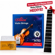 Happypotam Alice A703 Keman Teli Seti + Valencia Keman Reçinesi | 4/4 Nota Etiketi Hediye