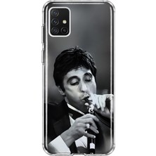 MONOFLEX Samsung Galaxy A51 Uyumlu Sinema Portresi Desenli Şeffaf Telefon Kılıfı