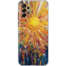 MONOFLEX Samsung Galaxy A33 Uyumlu Yağlı Boya Parlak Güneş Desenli Şeffaf Telefon Kılıfı