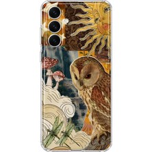 MONOFLEX Samsung Galaxy S26 Fe Uyumlu Baykuş ve Güneş Kolaj Desenli Şeffaf Telefon Kılıfı