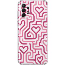 MONOFLEX Samsung Galaxy A53 Uyumlu Pembe Kalpli Labirent Desenli Şeffaf Telefon Kılıfı