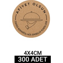 Woisco Afiyet Olsun Etiket Kraft Sticker, 300 Adet (4X4CM) Paketleme Ambalaj Kargo Ürün Etiketi T.no:19