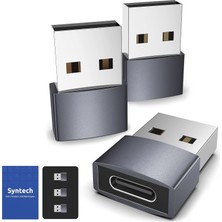 Syntech USB C Kadın - USB Erkek Adaptör 3'lü Paket [seyahat Olması Gerekenler, Alüminyum] USB C - USB Adaptörü, Tip C Şarj Kablosu Güç Dönüştürücü iPhone 15 Apple Watch Airpods Carplay Vb. ile