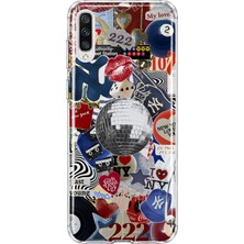 MONOFLEX Samsung Galaxy A50/A30S Uyumlu Vintage Kolaj Desenli Şeffaf Telefon Kılıfı
