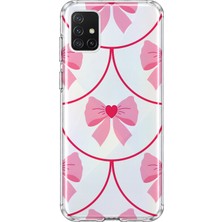 MONOFLEX Samsung Galaxy A71 Uyumlu Pembe Fiyonk Desenli Şeffaf Telefon Kılıfı