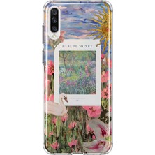 MONOFLEX Samsung Galaxy A70 Uyumlu Bahçe ve Flamingo Kolaj Desenli Şeffaf Telefon Kılıfı