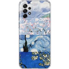 MONOFLEX Samsung Galaxy A23 Uyumlu Sanat Eseri Kolaj Bahar Dalı Desenli Şeffaf Telefon Kılıfı