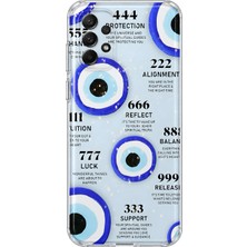 MONOFLEX Samsung Galaxy A23 Uyumlu Nazar Melek Sayıları Desenli Şeffaf Telefon Kılıfı