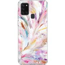MONOFLEX Samsung Galaxy A21S Uyumlu Fırça Darbeleri Desenli Şeffaf Telefon Kılıfı