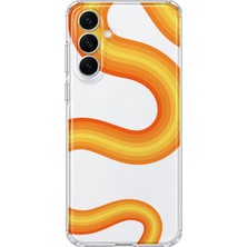 MONOFLEX Samsung Galaxy S26 Fe Uyumlu Turuncu Dalga Desenli Şeffaf Telefon Kılıfı