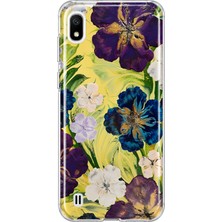 MONOFLEX Samsung Galaxy A10 Uyumlu Çiçekler Desenli Şeffaf Telefon Kılıfı