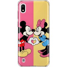 MONOFLEX Samsung Galaxy A10 Uyumlu Mickey Minnie Desenli Şeffaf Telefon Kılıfı