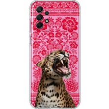 MONOFLEX Samsung Galaxy A32 Uyumlu Leopar Desenli Şeffaf Telefon Kılıfı