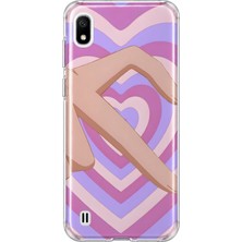 MONOFLEX Samsung Galaxy A10 Uyumlu Kalp Desenli Şeffaf Telefon Kılıfı