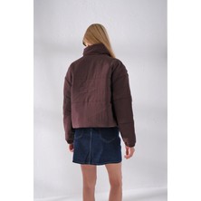 Maule Su Itici Kumaş, Fermuarlı Elyaf Dolgu Şişme Crop Kısa Kadın Mont @aspen