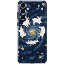MONOFLEX Samsung Galaxy A27 Uyumlu Uçan Tavşanlar Desenli Şeffaf Telefon Kılıfı