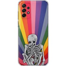 MONOFLEX Samsung Galaxy A53 Uyumlu Gökkuşağı Iskelet Desenli Şeffaf Telefon Kılıfı