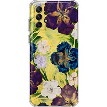 MONOFLEX Samsung Galaxy A52 Uyumlu Çiçekler Desenli Şeffaf Telefon Kılıfı