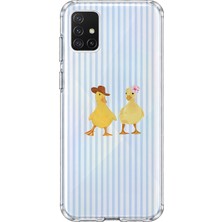 MONOFLEX Samsung Galaxy A51 Uyumlu Ördekler Desenli Şeffaf Telefon Kılıfı