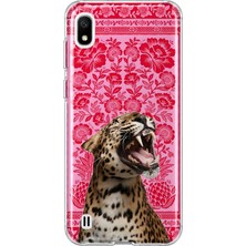 MONOFLEX Samsung Galaxy A10 Uyumlu Leopar Desenli Şeffaf Telefon Kılıfı