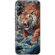 MONOFLEX Samsung Galaxy A32 Uyumlu Kaplan Desenli Şeffaf Telefon Kılıfı