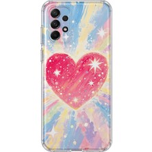 MONOFLEX Samsung Galaxy A72 Uyumlu Kalp Desenli Şeffaf Telefon Kılıfı