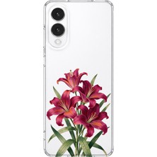 MONOFLEX Samsung Galaxy S25 Edge Uyumlu Zambak Çiçek Buketi Desenli Şeffaf Telefon Kılıfı