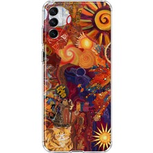 MONOFLEX Samsung Galaxy S22 Uyumlu Güneş Kolaj Desenli Şeffaf Telefon Kılıfı