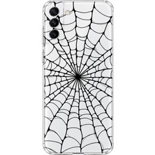 MONOFLEX Samsung Galaxy S21 Fe Uyumlu Örümce Ağ Desenli Şeffaf Telefon Kılıfı