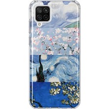 MONOFLEX Samsung Galaxy A22/M22/M32 Uyumlu Sanat Eseri Kolaj Bahar Dalı Desenli Şeffaf Telefon Kılıfı