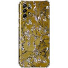 MONOFLEX Samsung Galaxy A73 Uyumlu Badem Çiçeği Dalları Desenli Şeffaf Telefon Kılıfı