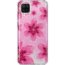 MONOFLEX Samsung Galaxy A22/M22/M32 Uyumlu Sakura Kiraz Çiçeği Desenli Şeffaf Telefon Kılıfı