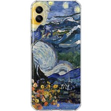 MONOFLEX Samsung Galaxy A07 Uyumlu Van Gogh Yıldızlı Gece Desenli Şeffaf Telefon Kılıfı