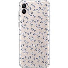 MONOFLEX Samsung Galaxy A04 Uyumlu Beyaz Papatya Desenli Şeffaf Telefon Kılıfı