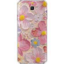 MONOFLEX Samsung Galaxy J7 Prime Uyumlu Pastel Çiçekler Desenli Şeffaf Telefon Kılıfı