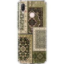 MONOFLEX Huawei P20 Lite Uyumlu Vintage Halı Deseni Desenli Şeffaf Telefon Kılıfı