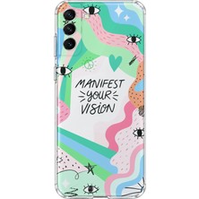 MONOFLEX Samsung Galaxy S21 Fe Uyumlu Manifest Your Vision Desenli Şeffaf Telefon Kılıfı