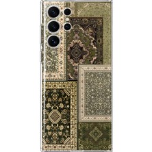 MONOFLEX Samsung Galaxy S24 Ultra Uyumlu Vintage Halı Deseni Desenli Şeffaf Telefon Kılıfı
