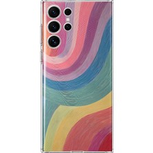 MONOFLEX Samsung Galaxy S23 Ultra Uyumlu Dalgalar Desenli Şeffaf Telefon Kılıfı