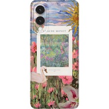MONOFLEX Samsung Galaxy S25 Edge Uyumlu Bahçe ve Flamingo Kolaj Desenli Şeffaf Telefon Kılıfı
